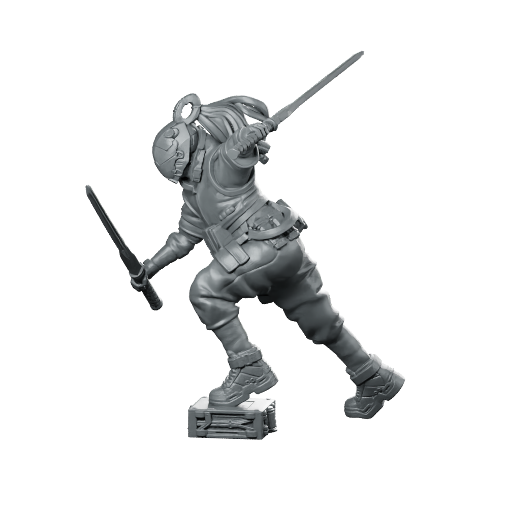 Daisuke 01 Cyberpunk Miniature Futuristic Swordsman Operative Miniature 360 Spin 01
