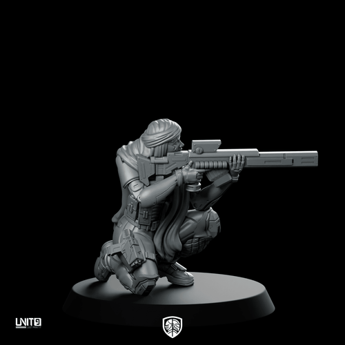 Dalia Al Basir Pose 2 Miniature Cyberpunk Sniper - Unit9 - We Print Miniatures
