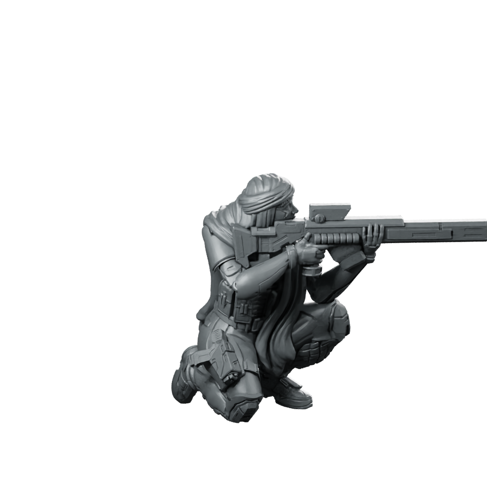 Dalia Al Basir Pose 2 Miniature Cyberpunk Sniper Miniature 360 Spin 01