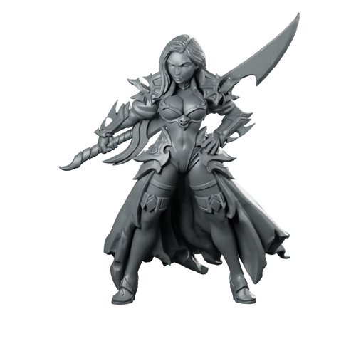 Fantasy Dalila Sword Miniature Female Warrior Scythe Hero Miniature 360 Spin 01
