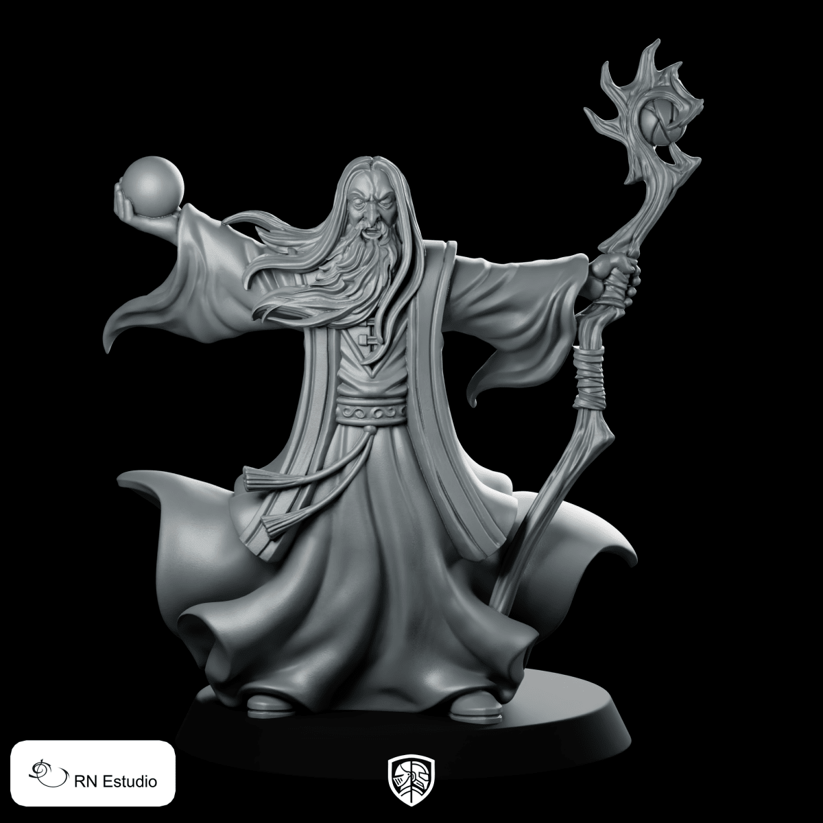 Dark Wizard LOTR Gormund Miniature Resin Spellcaster Staff - RN Estudio - We Print Miniatures