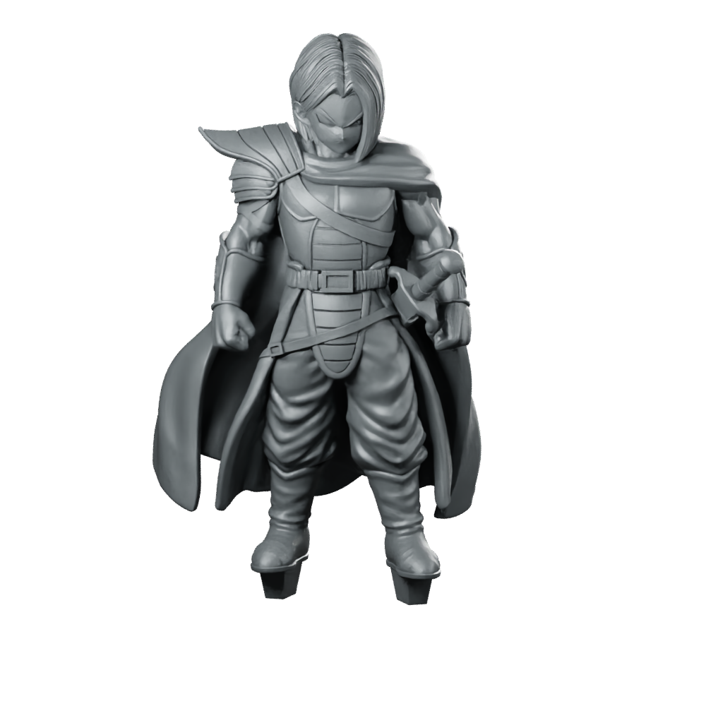 Trunks Miniature Armored Swordsman Cloaked Warrior RPG Miniature 360 Spin 01