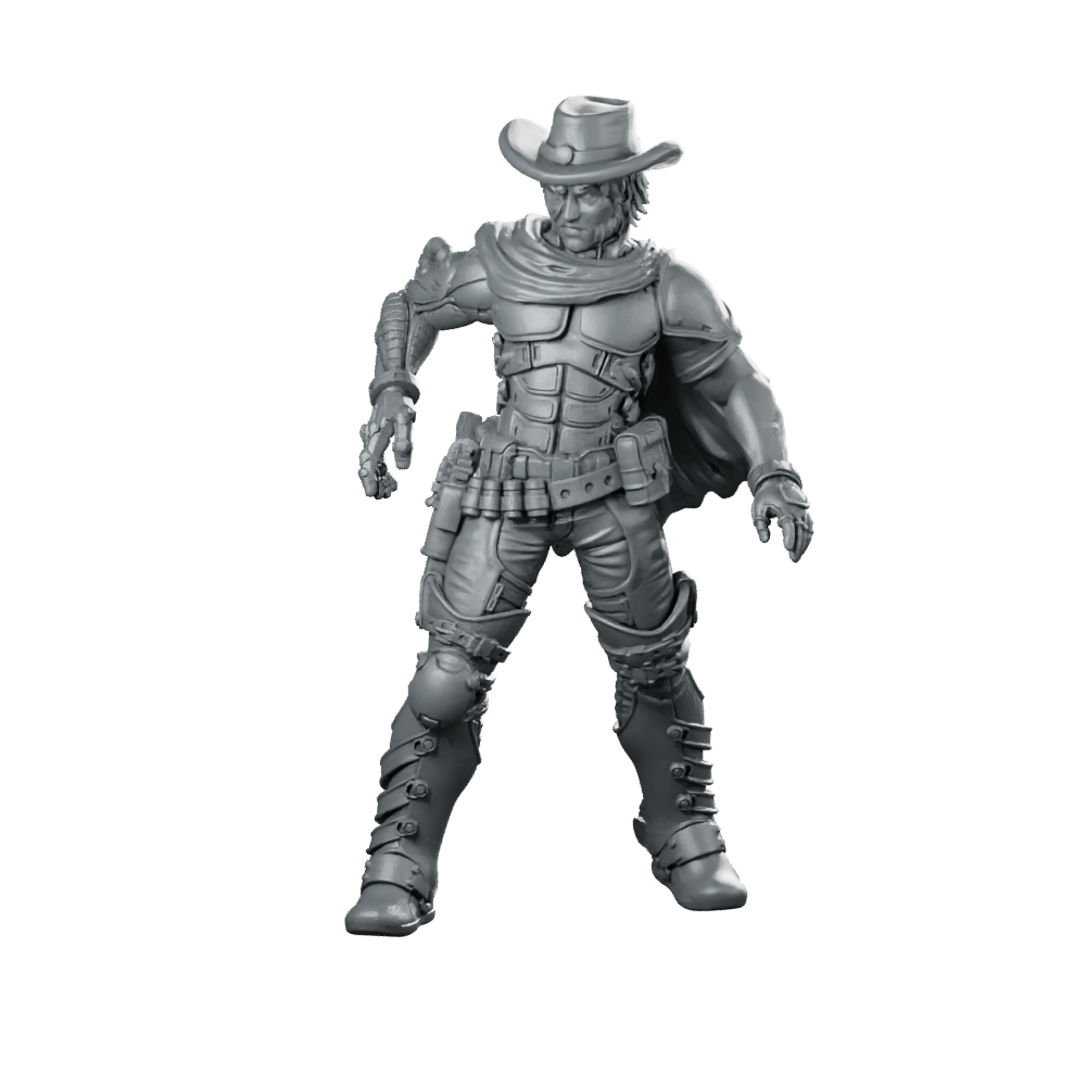 Dead Eye Trevor Cyber Cowboy 2 Miniature Gunslinger Miniature 360 Spin 01