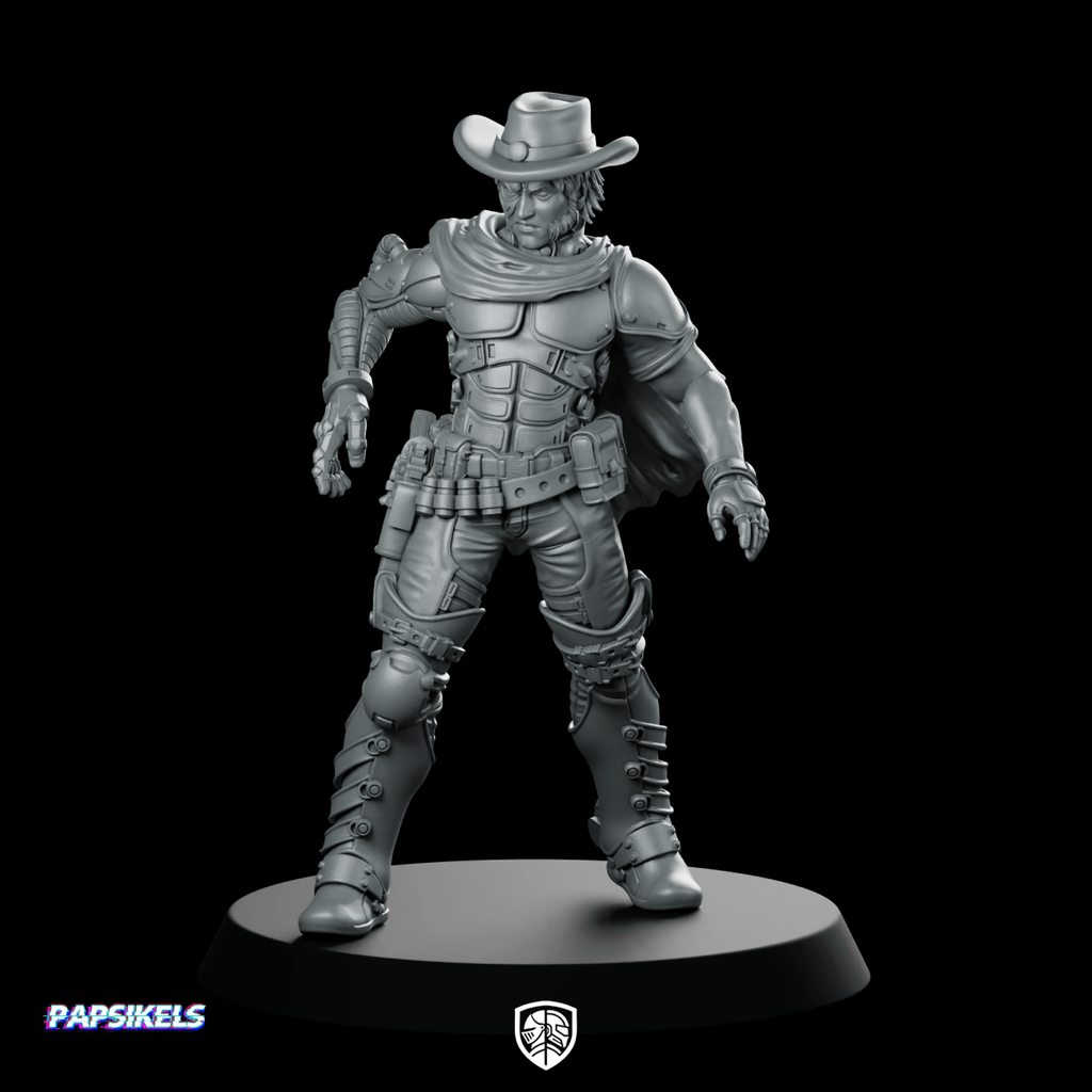 Dead Eye Trevor Cyber Cowboy 2 Miniature Gunslinger - Papsikels Miniatures - We Print Miniatures