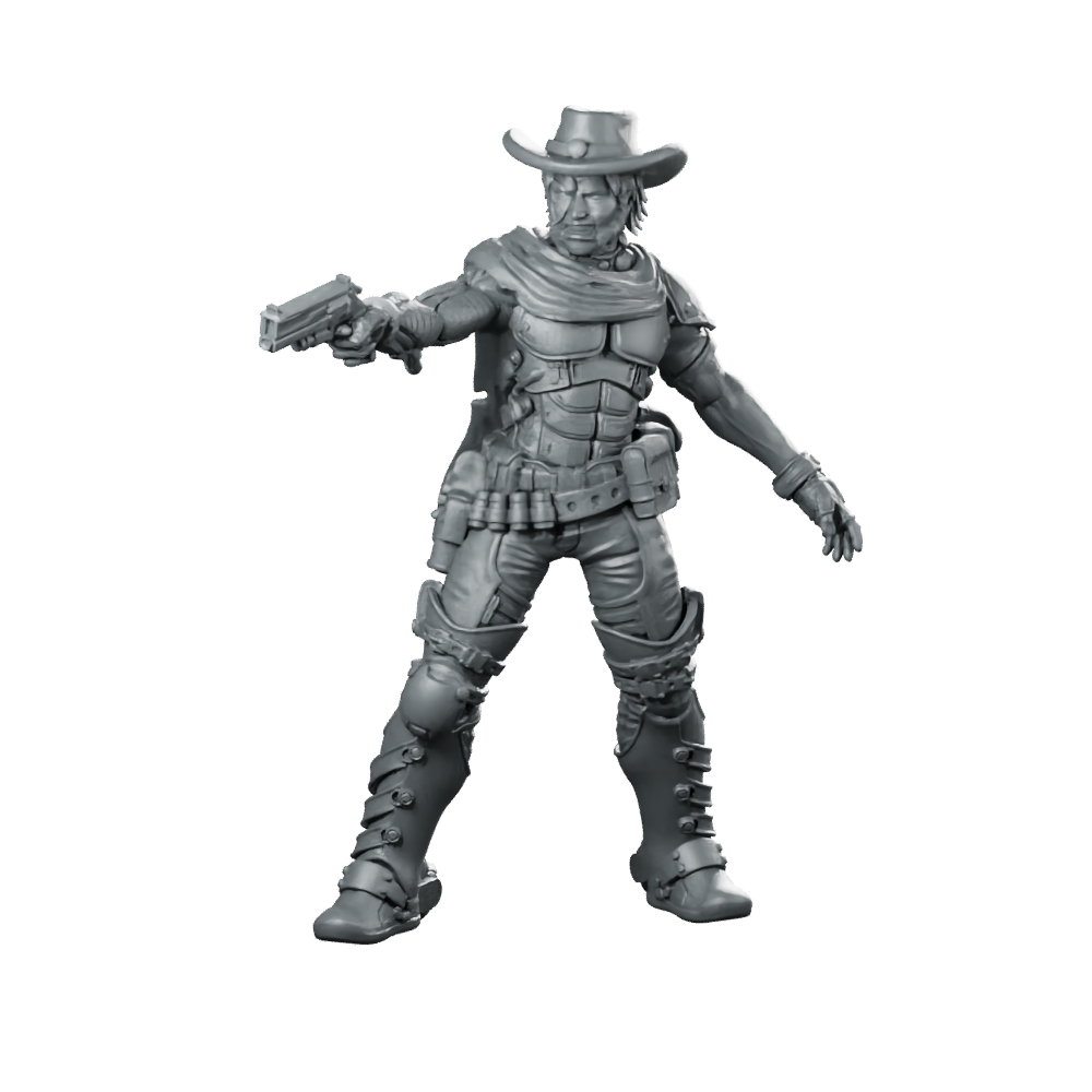 Dead Eye Trevor Cyber Cowboy 3 Miniature Gunslinger Miniature 360 Spin 01