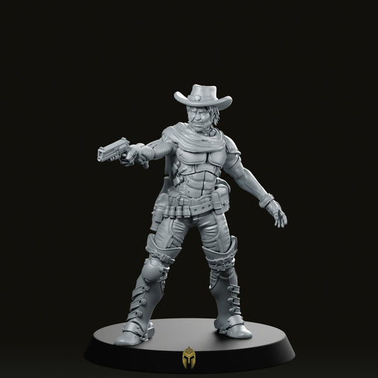 Dead Eye Trevor Cyber Cowboy 3 Miniature - Papsikels Miniatures - We Print Miniatures