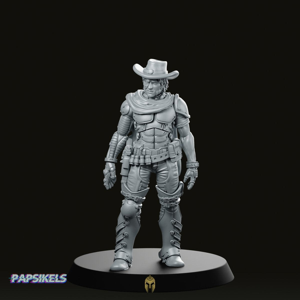 Dead Eye Trevor Cyber Cowboy Miniature - Papsikels Miniatures - We Print Miniatures