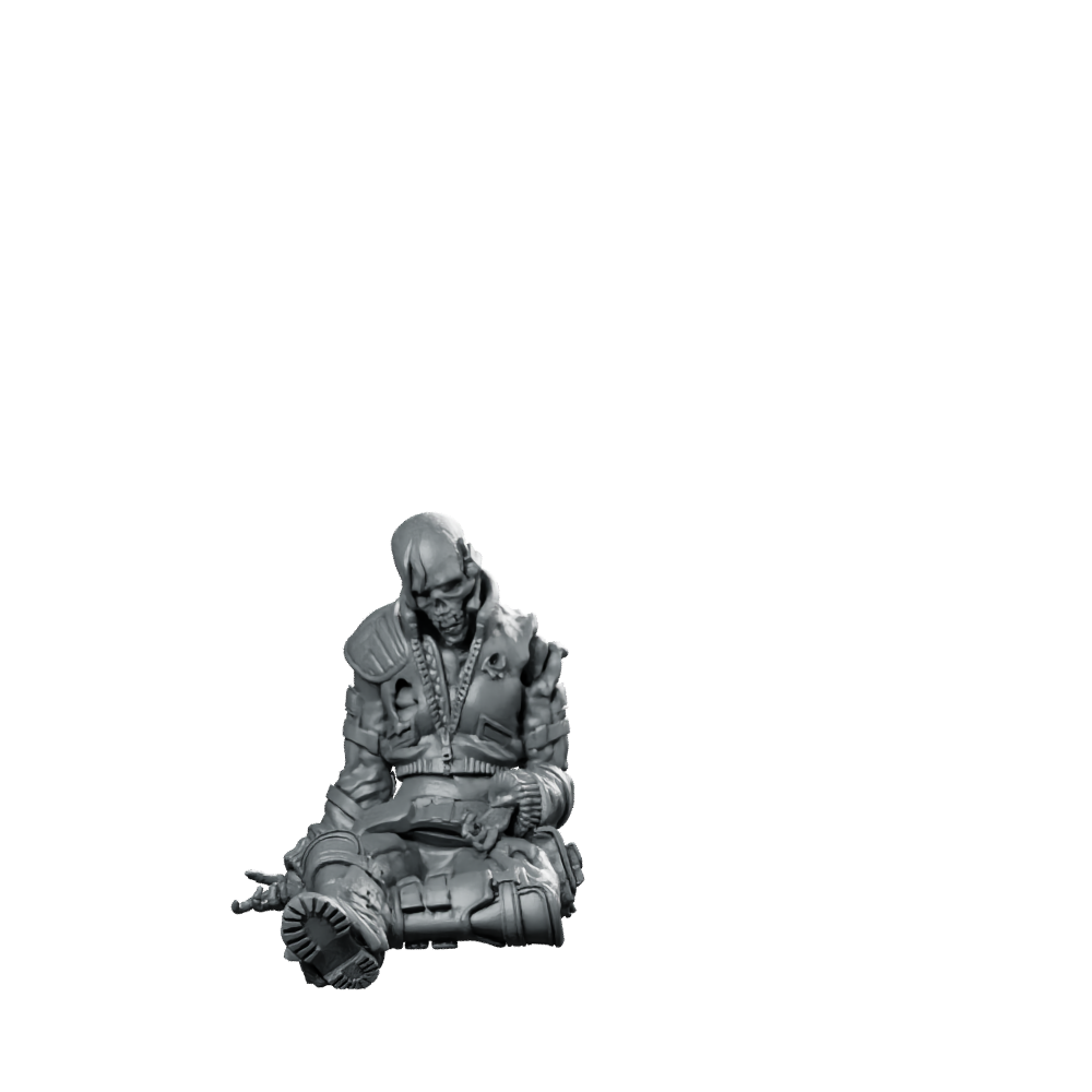 Dead Resistance Fighter D Corpse Seated Survivor Miniature 360 Spin 01