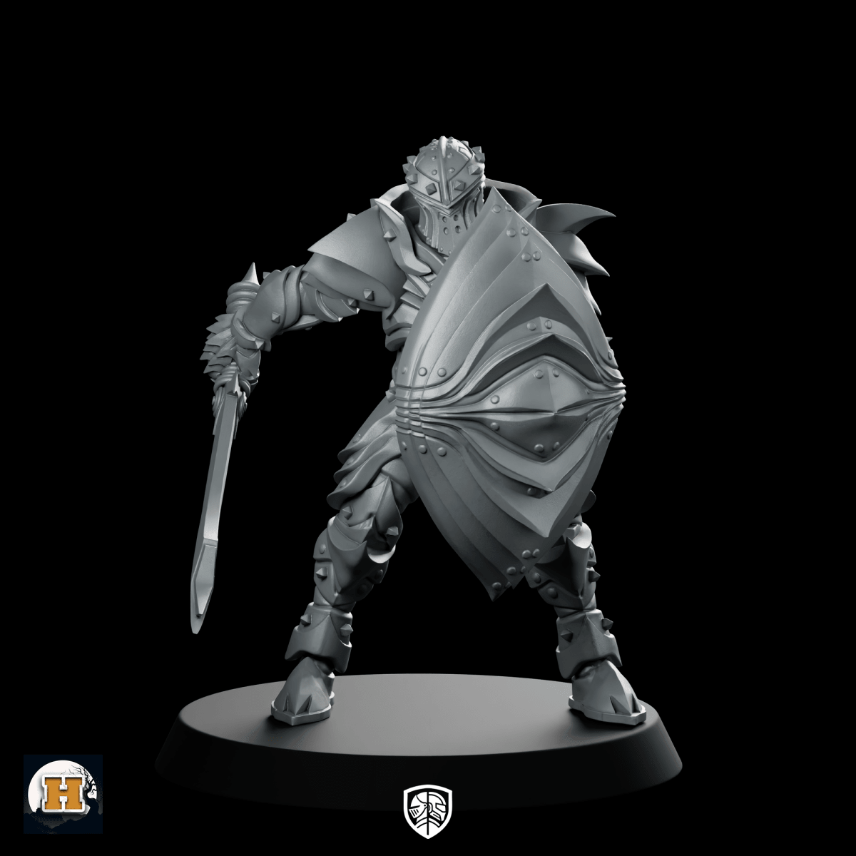 Deadearth Sword 02 Miniature Armored Shield Warrior - Haito - We Print Miniatures