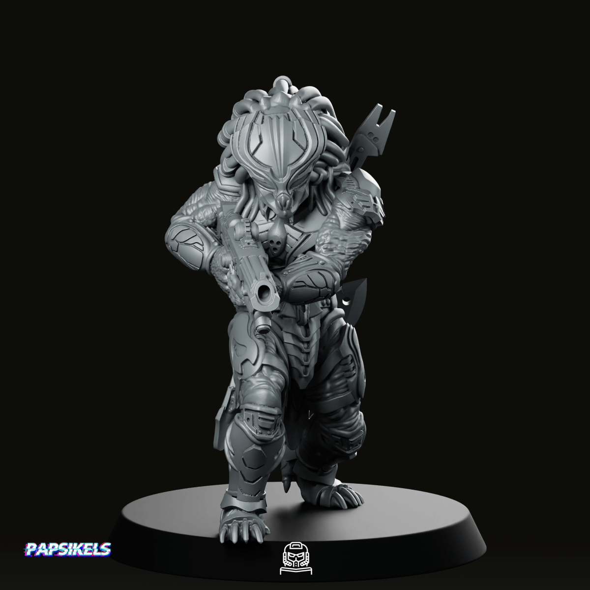 Death Squad Bone Collector Skull Hunter Miniature - Papsikels Miniatures - We Print Miniatures