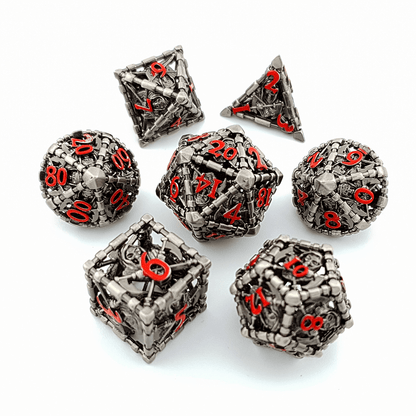 Death's Whisper | Hollow Metal Dice | 7 Piece Set - Tabletop Dominion - We Print Miniatures