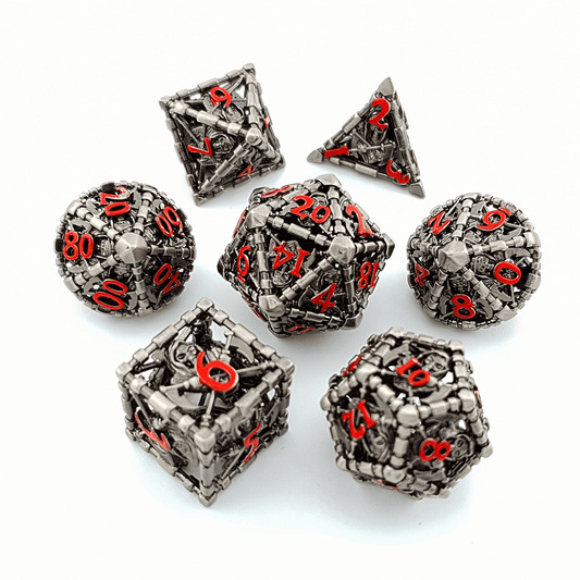 Death's Whisper | Hollow Metal Dice | 7 Piece Set - Tabletop Dominion - We Print Miniatures