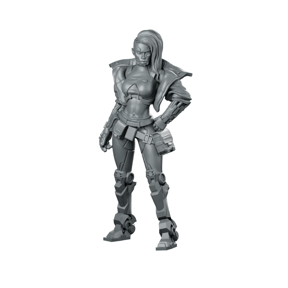 Debra Warren 01 Cyberpunk Miniature Female Scout Operative Miniature 360 Spin 01