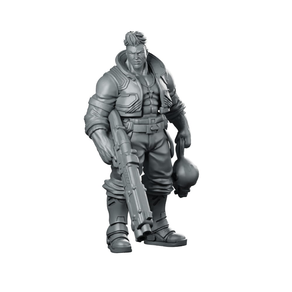 Dee Ramirez Leader Sci-fi Miniature Cyberpunk Raygun Hero Miniature 360 Spin 01