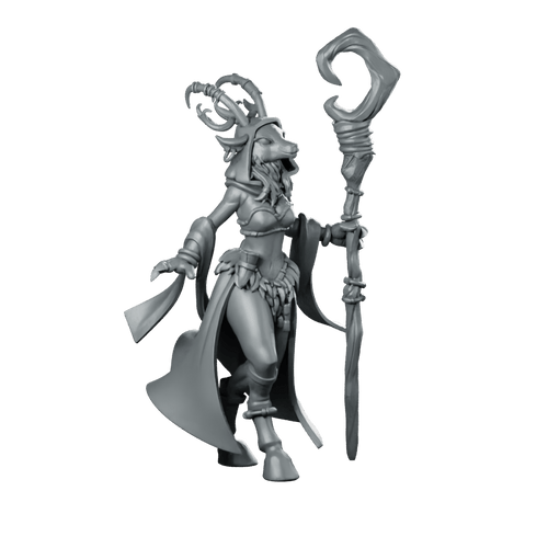 Deerfolk Druid Miniature Antlered Nature Mage Staff - CastNPlay - We Print Miniatures