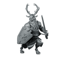 Deerfolk Paladin Miniature Antlered Shieldbearer Holy Warrior - CastNPlay - We Print Miniatures
