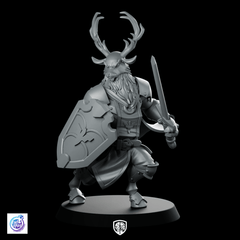 Deerfolk Paladin Miniature Antlered Shieldbearer Holy Warrior - CastNPlay - We Print Miniatures