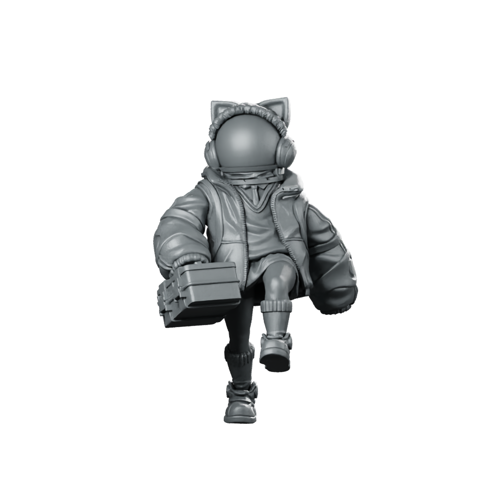 Delivery Gurl Itsy Pitsy Cyberpunk Miniature Courier Runner Miniature 360 Spin 01