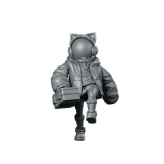 Delivery Gurl Itsy Pitsy Cyberpunk Miniature Courier Runner Miniature 360 Spin 01