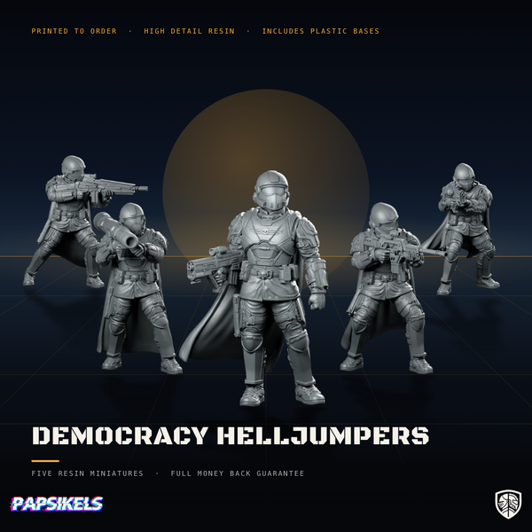 Democracy Helljumpers Squad Bundle: 5 Sci-Fi Trooper Miniatures
