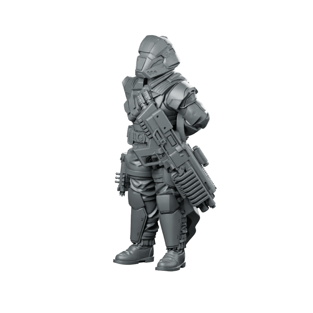 Democracy Trooper Hell Bloodhounder 1 Miniature Armored Sci - Fi - Papsikels Miniatures - We Print Miniatures