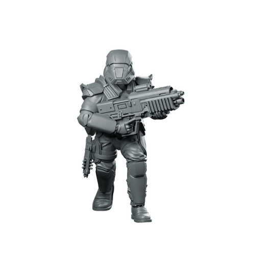 Democracy Trooper Hell Bloodhounder 4 Miniature Armored Sci - Fi - Papsikels Miniatures - We Print Miniatures
