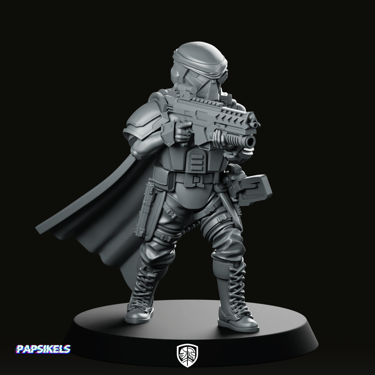 Democracy Trooper Rs20 Helljumper Gunner Miniature Cloaked Sci - Fi - Papsikels Miniatures - We Print Miniatures