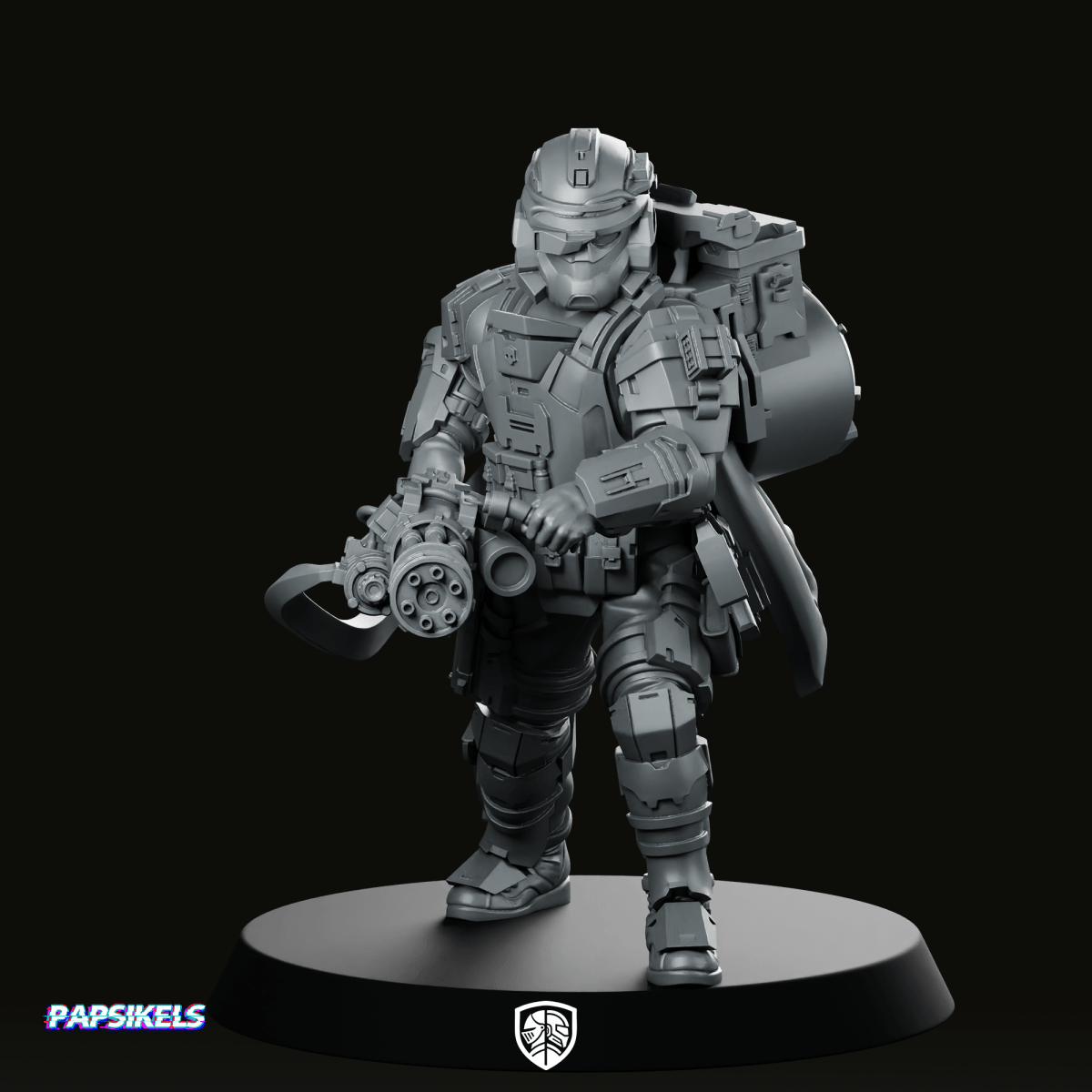 Democracy Trooper Rs40 Helljumper Heavygunner Miniature Armoured Gatling - Papsikels Miniatures - We Print Miniatures