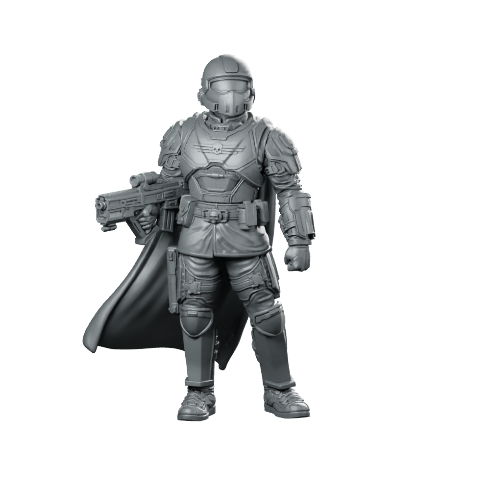 Democracy Troopers Helljumper A2 Miniature Armored Machinegunner Sci-Fi Miniature 360 Spin 01