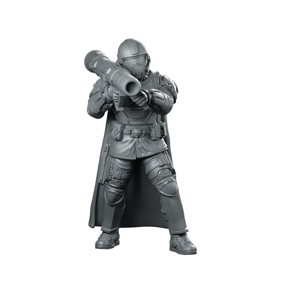 Democracy Helljumper A8 Missile Launcher Miniature Sci-Fi Soldier Miniature 360 Spin 01