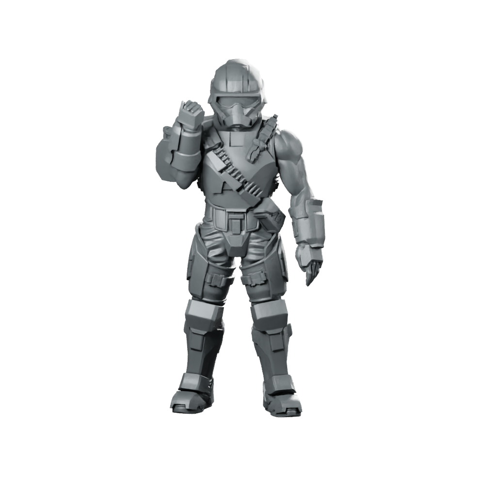 Democracy Troopers Hellraider A1 Trooper Salute Miniature 360 Spin 01