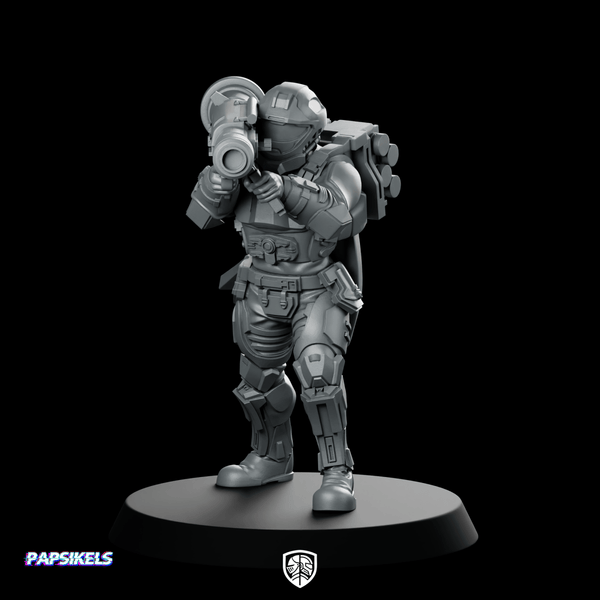 Democracy Troopers Recon Helljumper Recoiless Miniature Bazooka Soldier - Papsikels Miniatures - We Print Miniatures