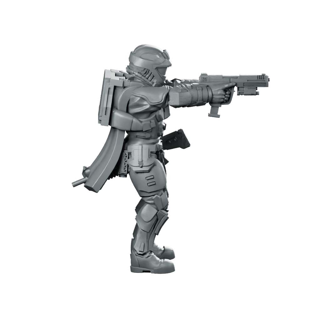 Democracy Troopers Recon Helljumper Sergeant Miniature Pistol Leader - Papsikels Miniatures - We Print Miniatures