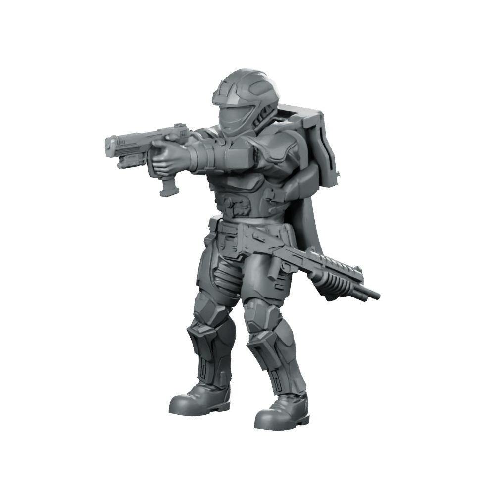 Democracy Troopers Recon Helljumper Sergeant Miniature Pistol Leader - Papsikels Miniatures - We Print Miniatures