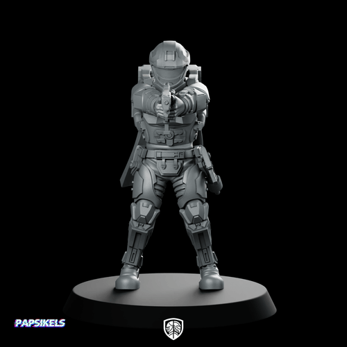 Democracy Troopers Recon Helljumper Sergeant Miniature Pistol Leader - Papsikels Miniatures - We Print Miniatures
