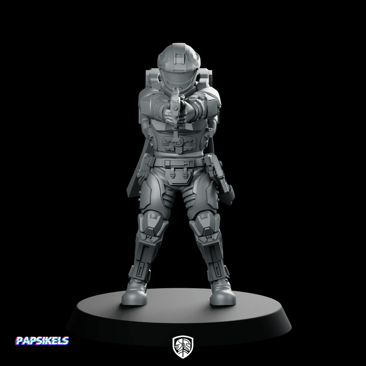Democracy Troopers Recon Helljumper Sergeant Miniature Pistol Leader