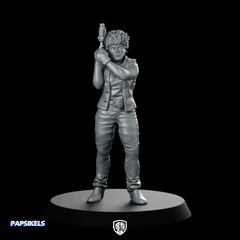 Detective Leona Magdalena Scifi Miniature Cyberpunk Pistol Heroine