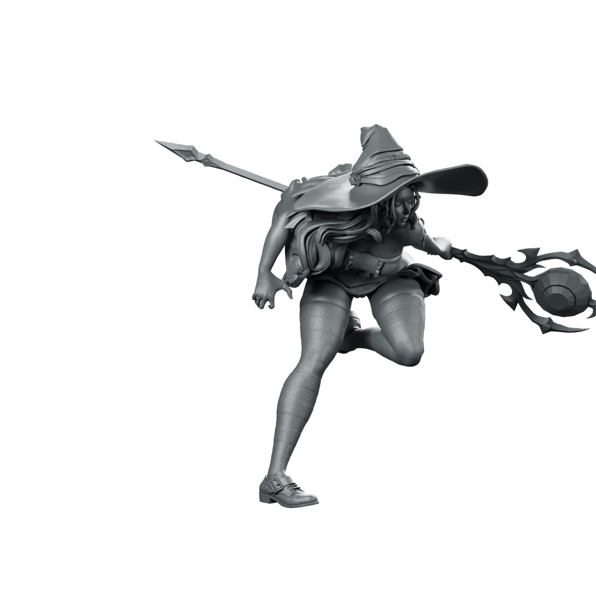 Devilin 32 Miniature Running Witch Spellcaster Staff Miniature 360 Spin 01