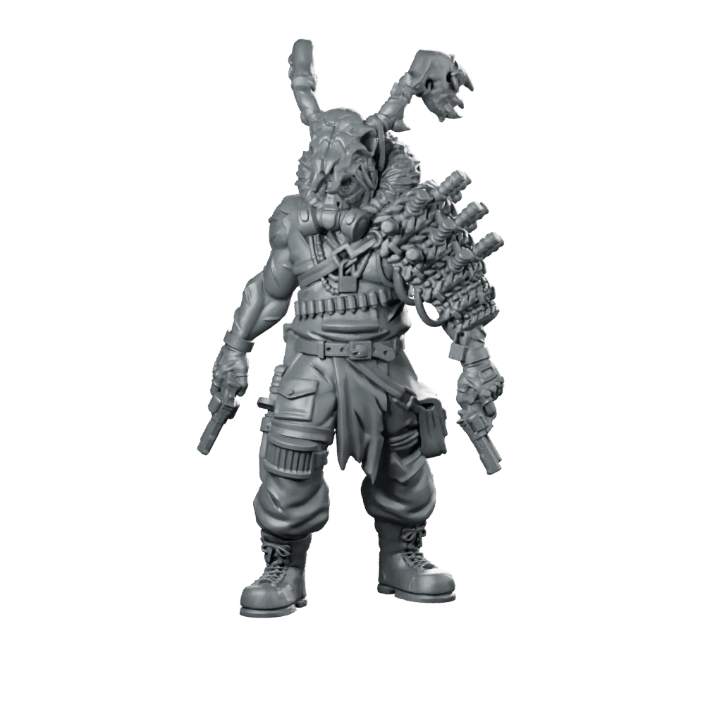 Devil Wheeler Cyberpunk Miniature Wasteland Bounty Hunter Gunslinger Miniature 360 Spin 01