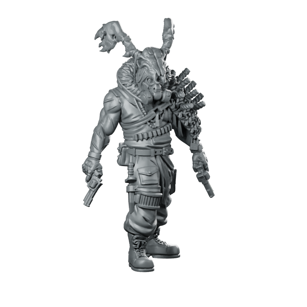 Devil Wheeler Cyberpunk Miniature Wasteland Bounty Hunter Gunslinger Miniature 360 Spin 02