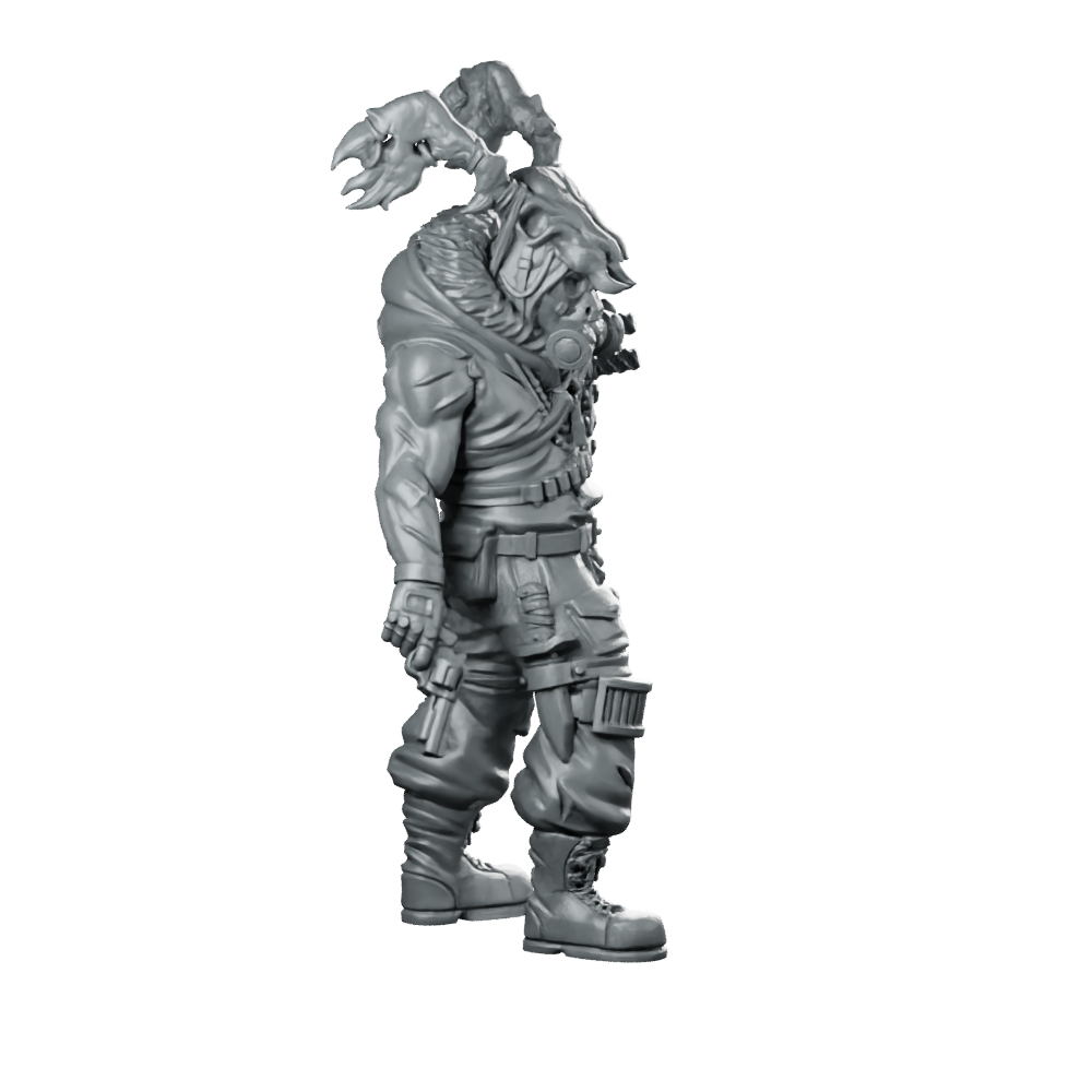 Devil Wheeler Cyberpunk Miniature Wasteland Bounty Hunter Gunslinger Miniature 360 Spin 03