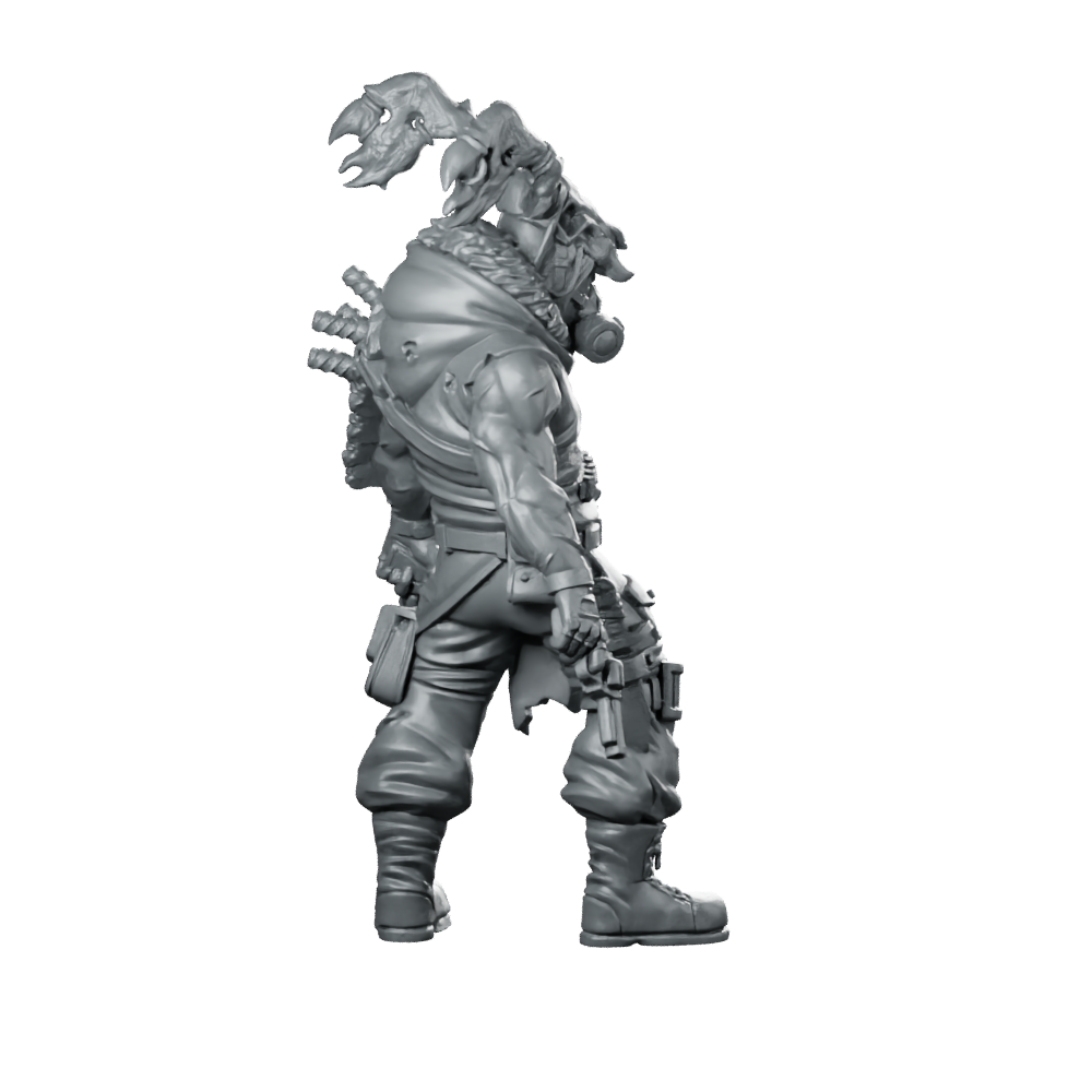 Devil Wheeler Cyberpunk Miniature Wasteland Bounty Hunter Gunslinger Miniature 360 Spin 04