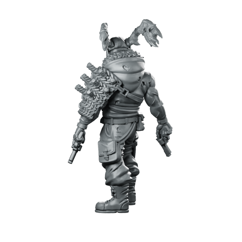 Devil Wheeler Cyberpunk Miniature Wasteland Bounty Hunter Gunslinger Miniature 360 Spin 06