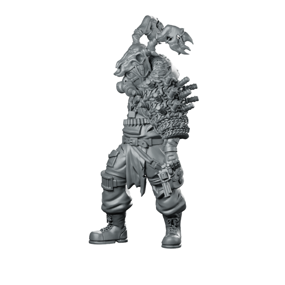 Devil Wheeler Cyberpunk Miniature Wasteland Bounty Hunter Gunslinger Miniature 360 Spin 08