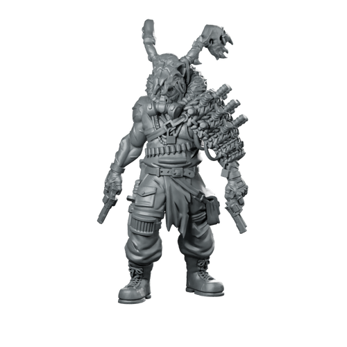 Devil Wheeler Cyberpunk Miniature Wasteland Bounty Hunter Gunslinger Miniature 360 Spin 01