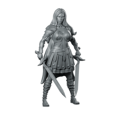 Diana Miniature Dual-Wield Warrior Armoured Female Hero Miniature 360 Spin 01
