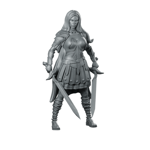Diana Miniature Dual-Wield Warrior Armoured Female Hero Miniature 360 Spin 01