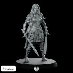 Diana Miniature Dual - Wield Warrior Armoured Female Hero - RN Estudio - We Print Miniatures