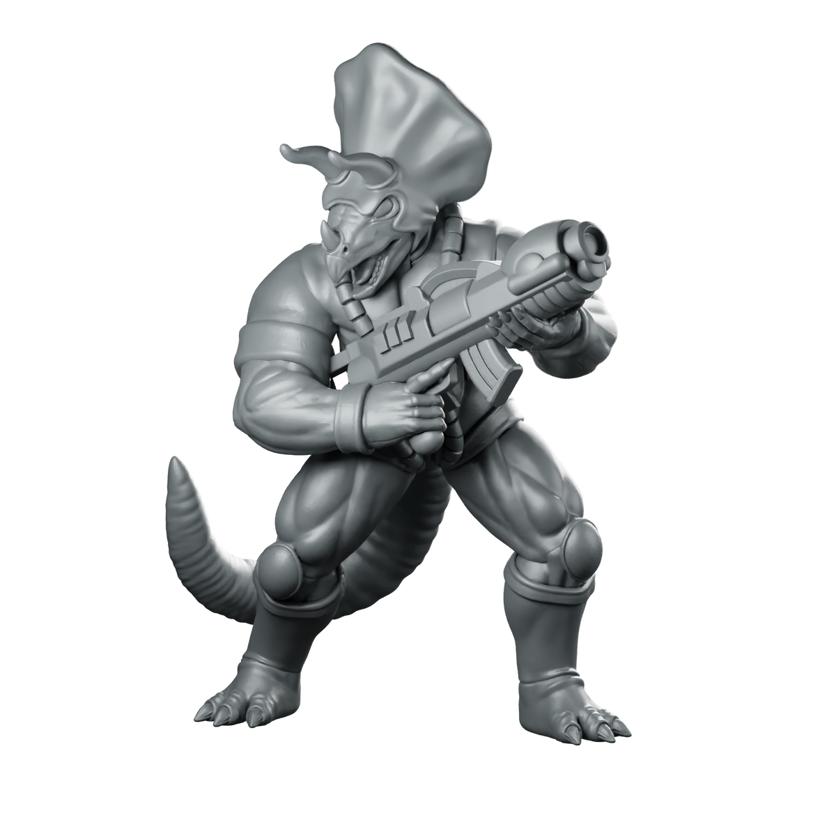 Dinopaps Triceratops Trooper 4 Miniature Rifle Soldier Miniature 360 Spin 01