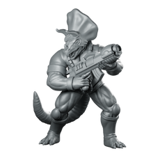 Dinopaps Triceratops Trooper 4 Miniature Rifle Soldier Miniature 360 Spin 01